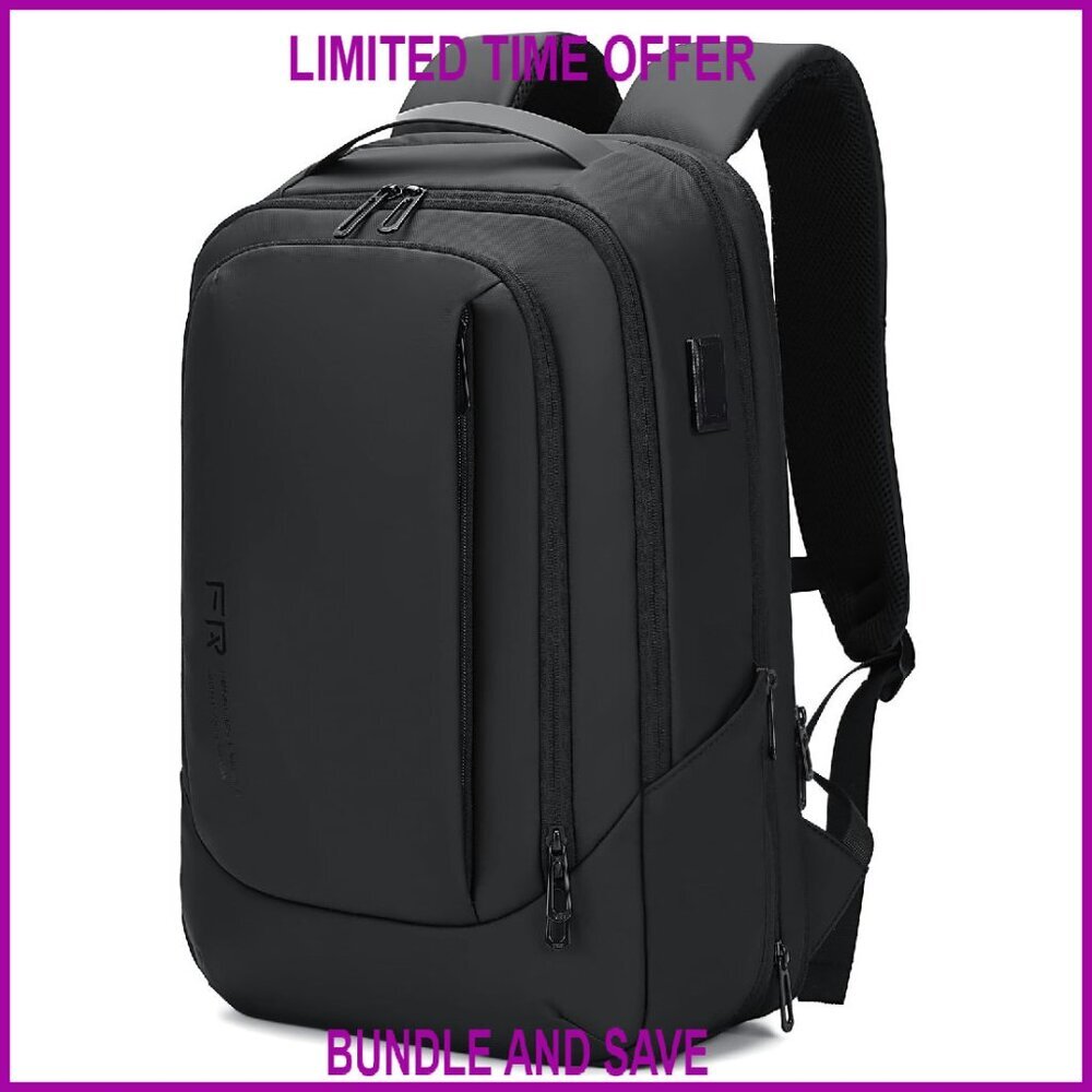 Expandable Water Resistant Laptop Backpack USB Port 15.6 Inch Travel Work